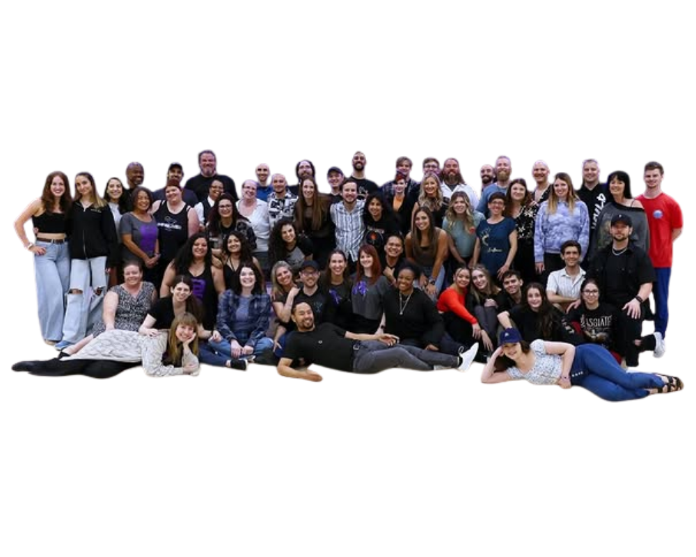 A large group of West Coast Swing dancers gathered together at an Orlando WCS event
